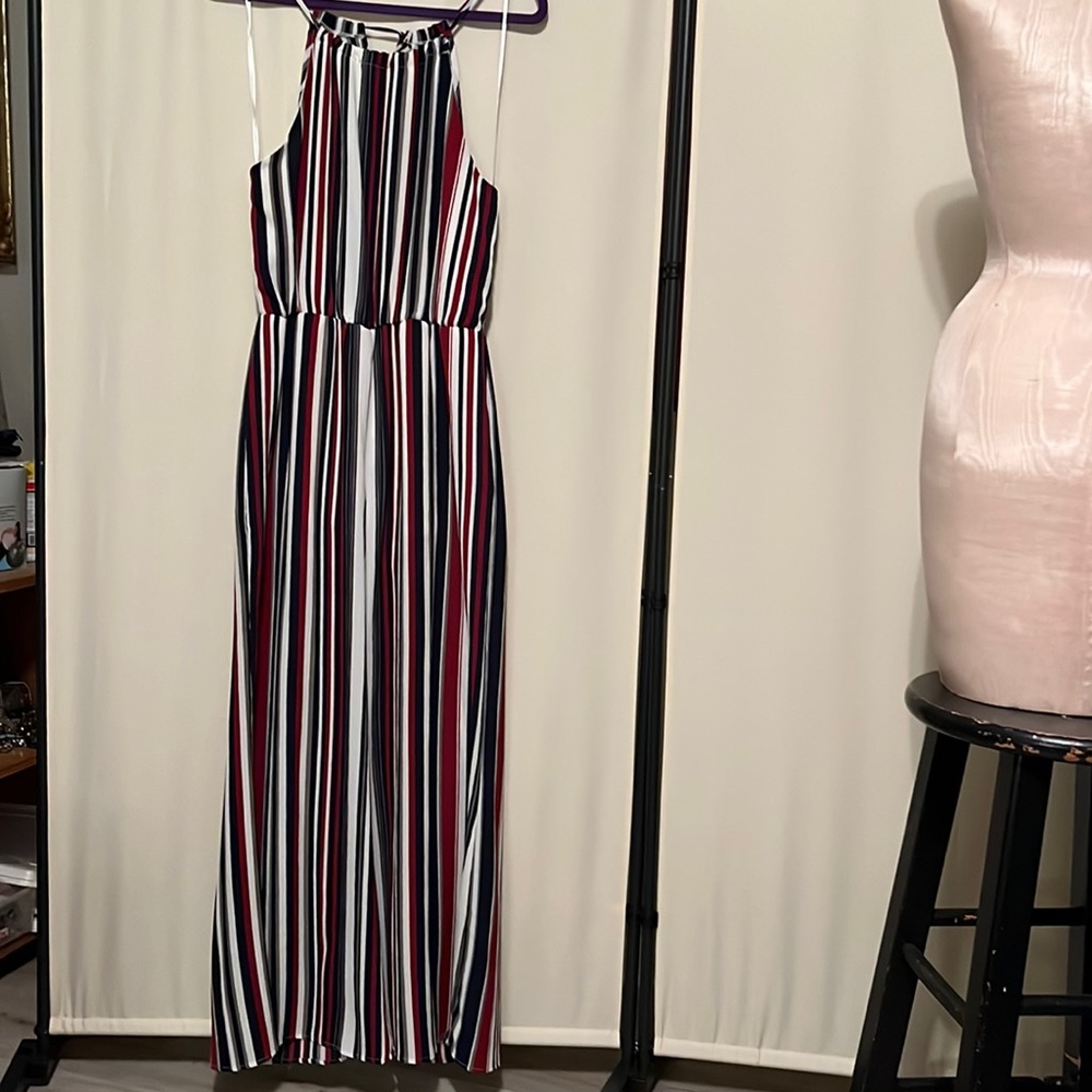 Purple Snow T Strap Wide Leg Jumpsuit